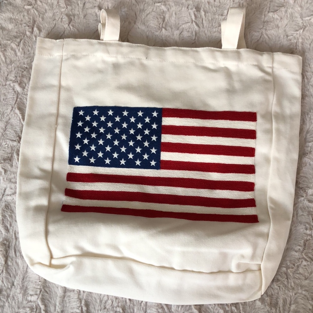 Canvas Tote Bag with American Flag
